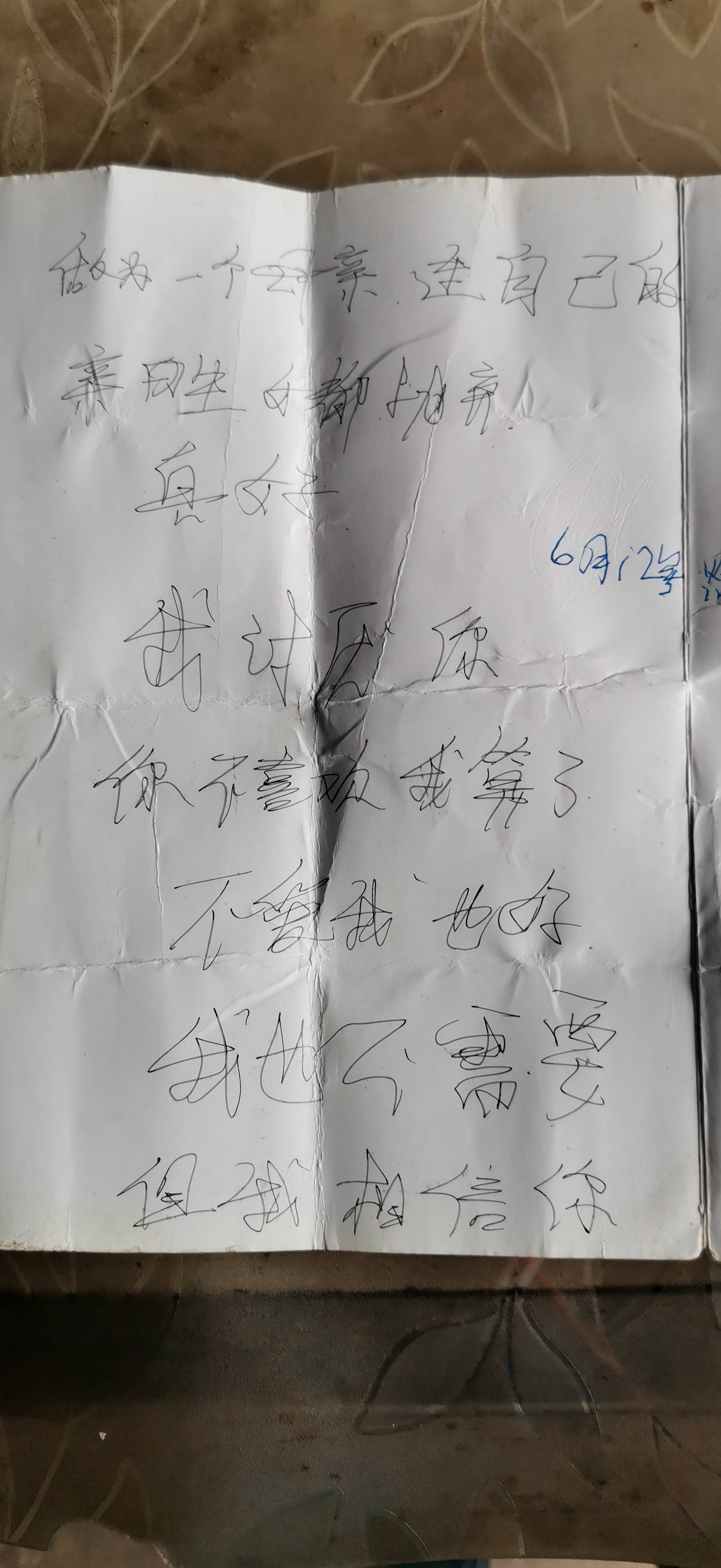 代敏失踪前,留下的文字,明显是写给生母的.